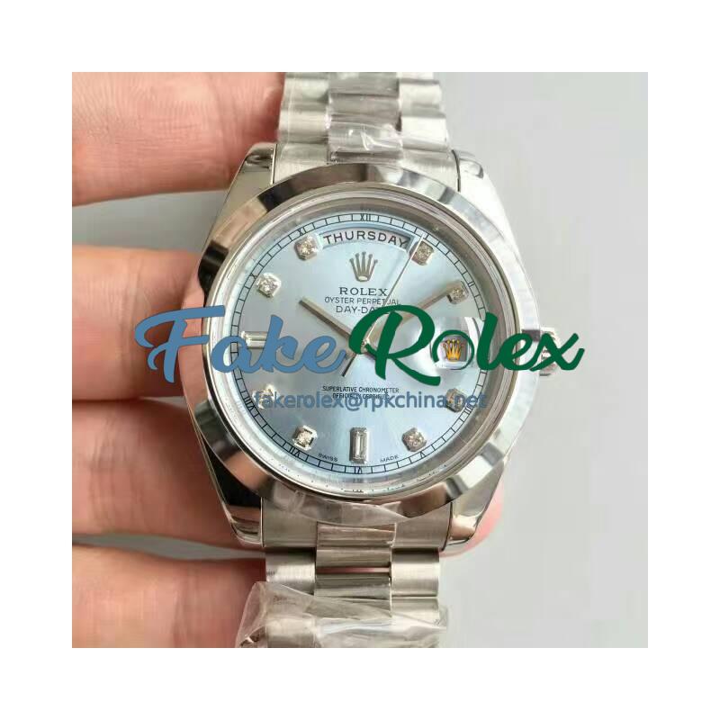 Replica Rolex Day-Date II 218206 41MM V6 Stainless Steel Blue Dial Swiss 2836-2