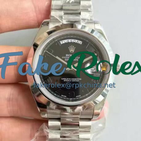 Replica Rolex Day-Date II 218206 41MM V6 Stainless Steel Black Dial Swiss 2836-2