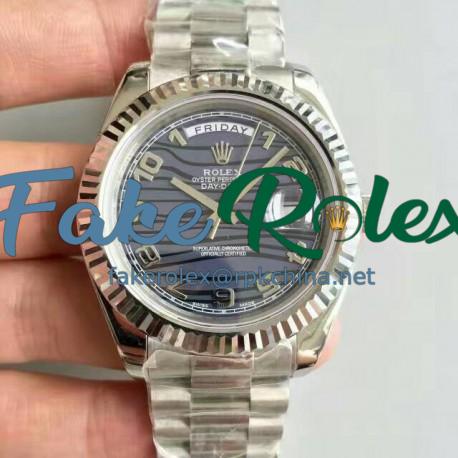 Replica Rolex Day-Date II 218239 41MM V6 Stainless Steel Blue Waves Dial Swiss 2836-2