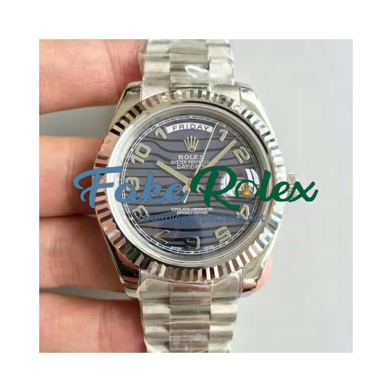 Replica Rolex Day-Date II 218239 41MM V6 Stainless Steel Blue Waves Dial Swiss 2836-2