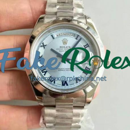 Replica Rolex Day-Date II 218206 41MM V6 Stainless Steel Blue Dial Swiss 2836-2