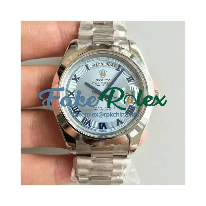 Replica Rolex Day-Date II 218206 41MM V6 Stainless Steel Blue Dial Swiss 2836-2