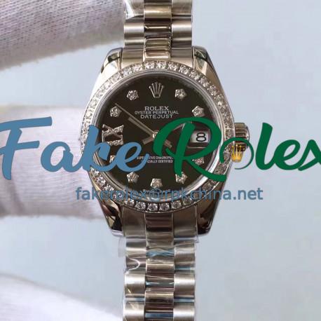 Replica Rolex Lady Datejust 28 279136RBR 28MM Stainless Steel & Diamonds Black Dial Swiss 2671