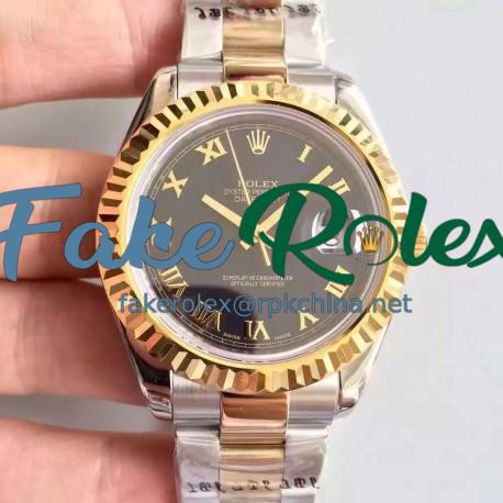 Replica Rolex Datejust 41 126333 41MM NF Stainless Steel & Yellow Gold Black & Roman Dial Swiss 2836-2