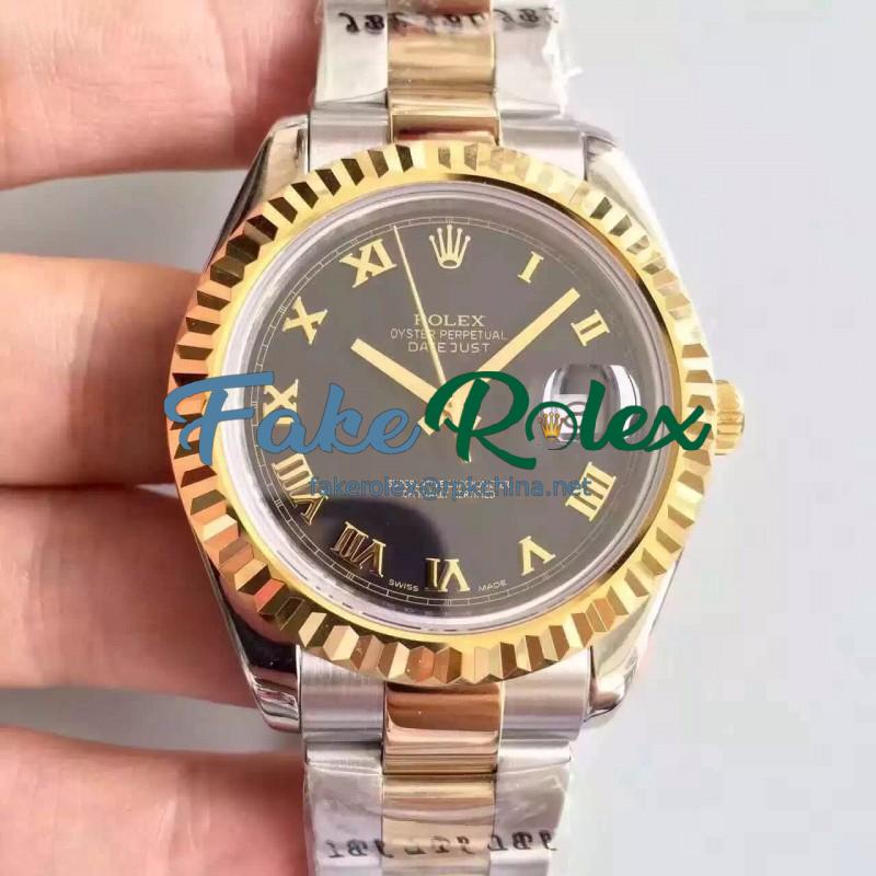 Replica Rolex Datejust 41 126333 41MM NF Stainless Steel & Yellow Gold Black & Roman Dial Swiss 2836-2