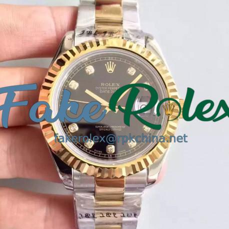 Replica Rolex Datejust 41 126333 41MM NF Stainless Steel & Yellow Gold Black & Diamonds Dial Swiss 2836-2