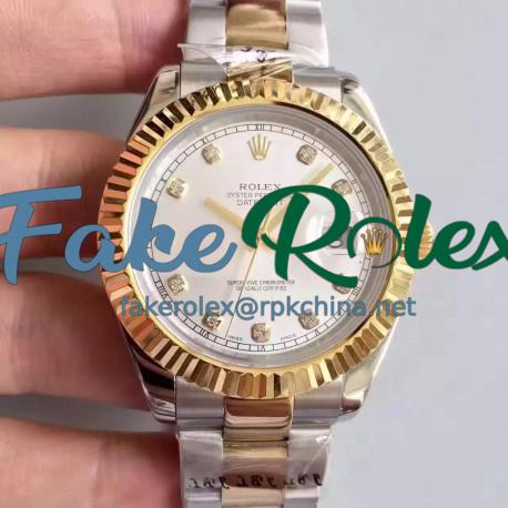 Replica Rolex Datejust 41 126333 41MM NF Stainless Steel & Yellow Gold White & Diamonds Dial Swiss 2836-2