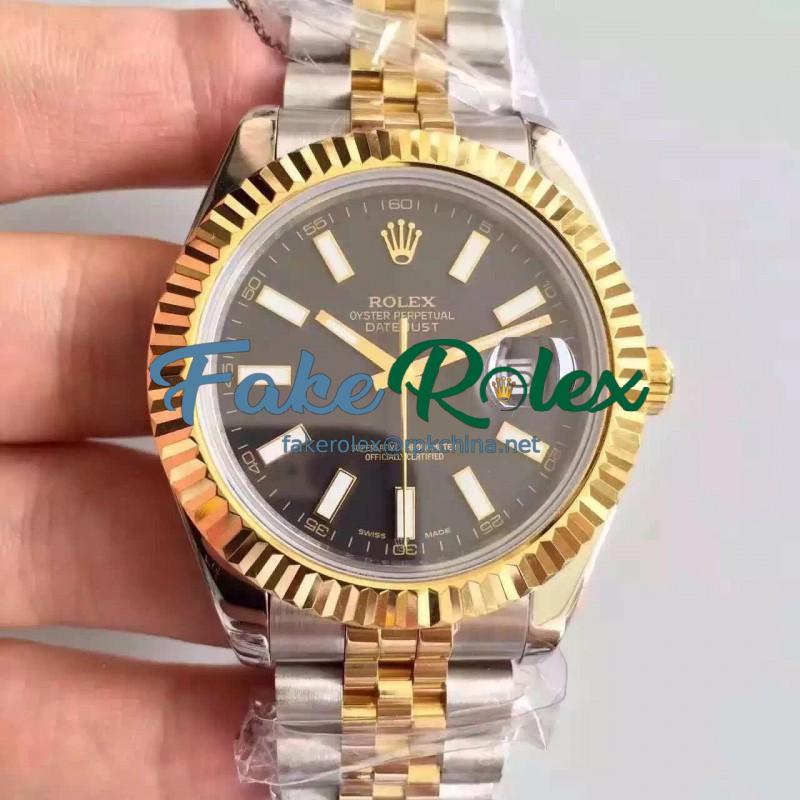 Replica Rolex Datejust 41 126333 41MM NF Stainless Steel & Yellow Gold Black Dial Swiss 2836-2