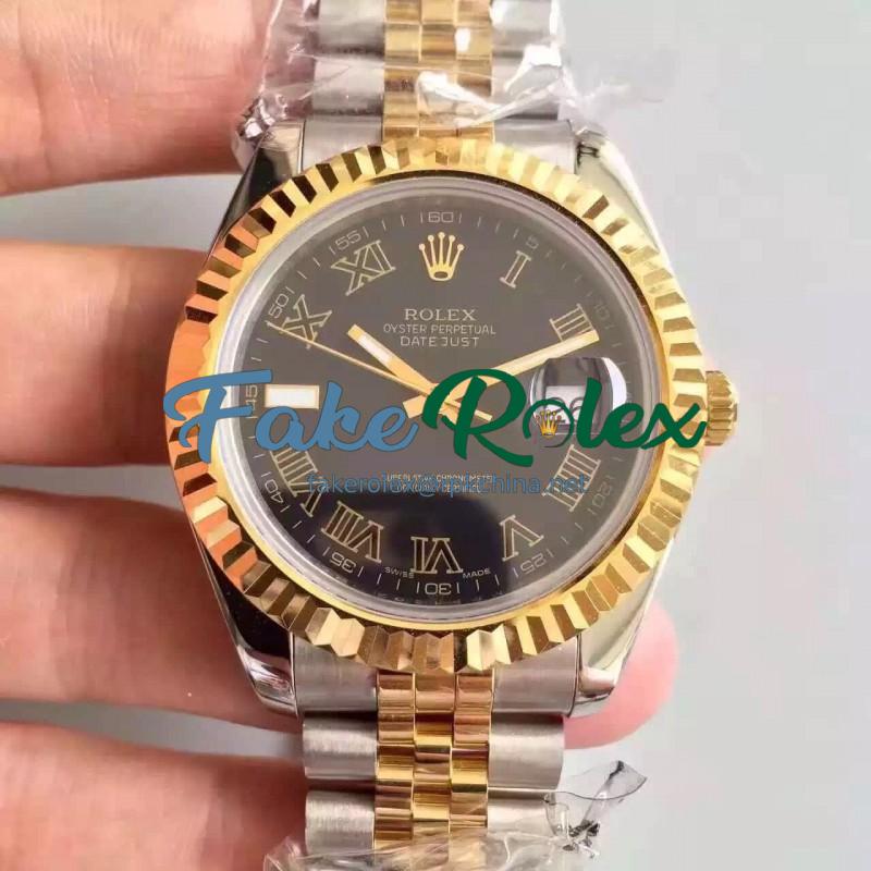 Replica Rolex Datejust 41 126333 41MM NF Stainless Steel & Yellow Gold Black Dial Swiss 2836-2