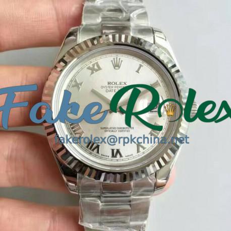 Replica Rolex Datejust II 116334 41MM NF Stainless Steel Rhodium Dial Swiss 2836-2