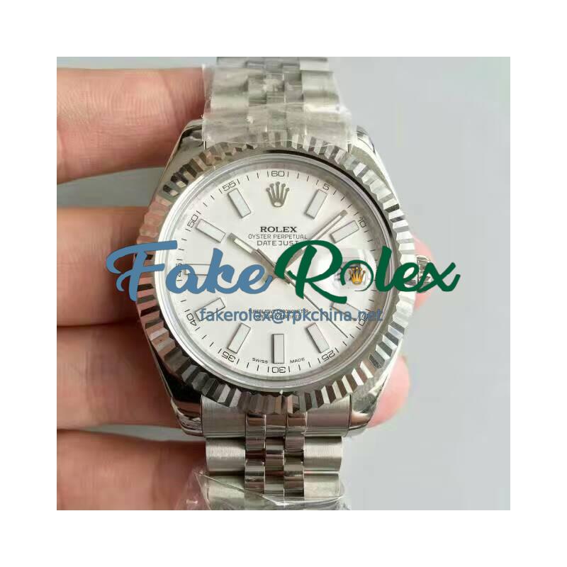 Replica Rolex Datejust II 116334 41MM NF Stainless Steel White Dial Swiss 2836-2