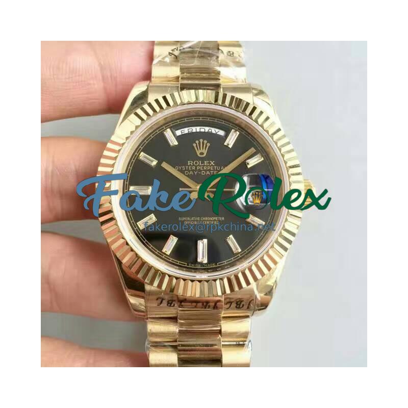 Replica Rolex Day-Date 40 228238 40MM KW Yellow Gold Black Dial Swiss 3255