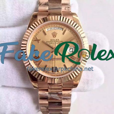 Replica Rolex Day-Date 40 228235 40MM KW Rose Gold Gold Dial Swiss 3255