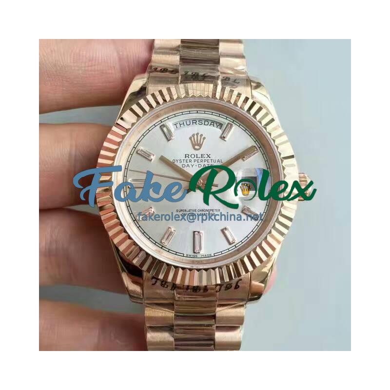 Replica Rolex Day-Date 40 228235 40MM KW Rose Gold Sundust Dial Swiss 3255