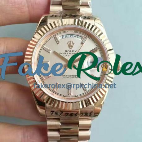 Replica Rolex Day-Date 40 228235 40MM KW Rose Gold Cream Dial Swiss 3255