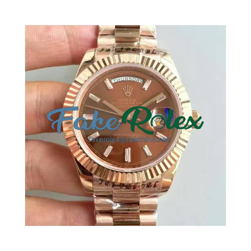 Replica Rolex Day-Date 40 228235 40MM KW Rose Gold Chocolate Dial Swiss 3255