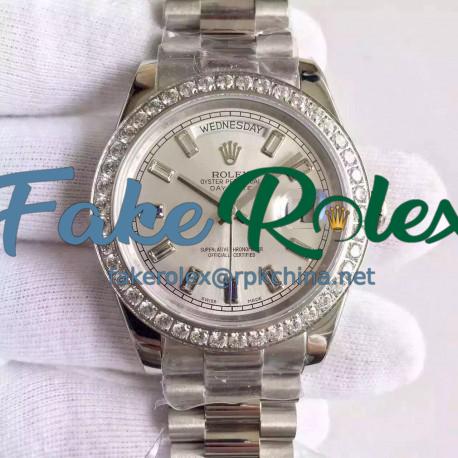 Replica Rolex Day-Date 40 228349RBR 40MM KW Stainless Steel & Diamonds Sundust Dial Swiss 3255