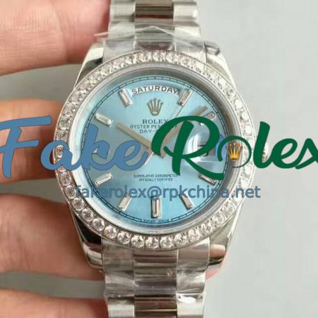 Replica Rolex Day-Date 40 228396TBR 40MM KW Stainless Steel & Diamonds Blue Dial Swiss 3255