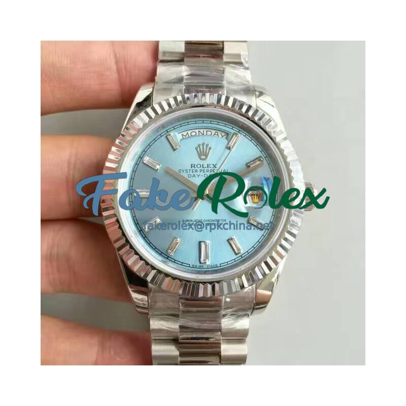 Replica Rolex Day-Date 40 228239 40MM KW Stainless Steel Blue Dial Swiss 3255