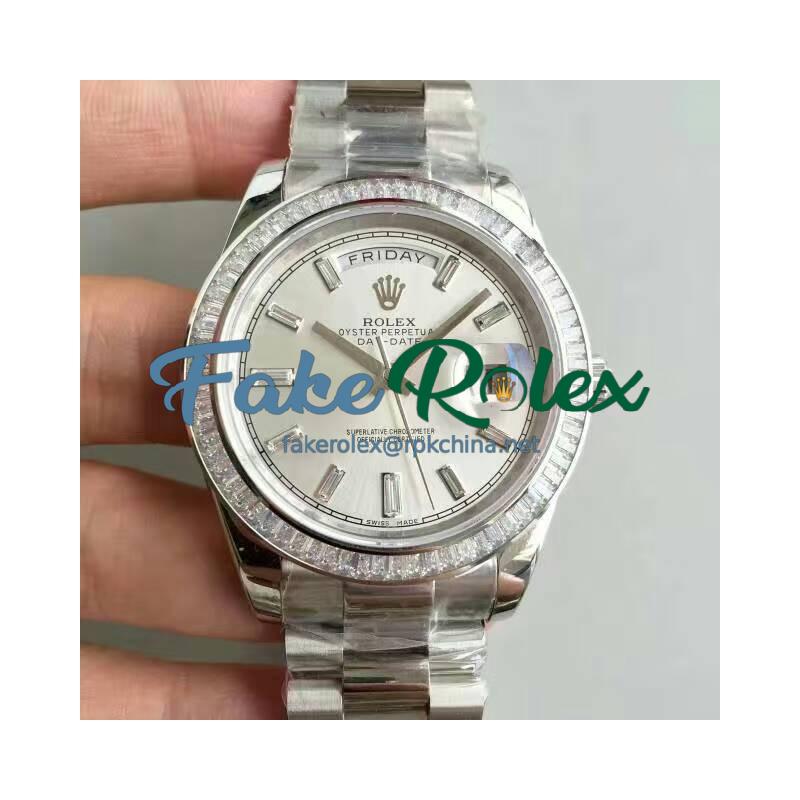 Replica Rolex Day-Date 40 228396TBR 40MM KW Stainless Steel & Diamonds Sundust Dial Swiss 3255