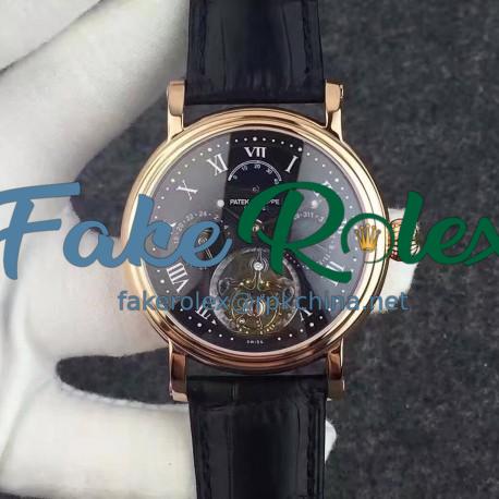 Replica Patek Philippe Grand Complication Tourbillon Rose Gold Black Dial Swiss Tourbillon