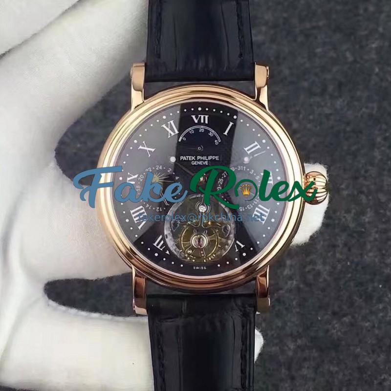 Replica Patek Philippe Grand Complication Tourbillon Rose Gold Black Dial Swiss Tourbillon