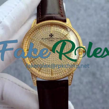 Replica Vacheron Constantin Patrimony 86615/CA2R Yellow Gold & Diamonds Diamonds Dial Swiss 2460