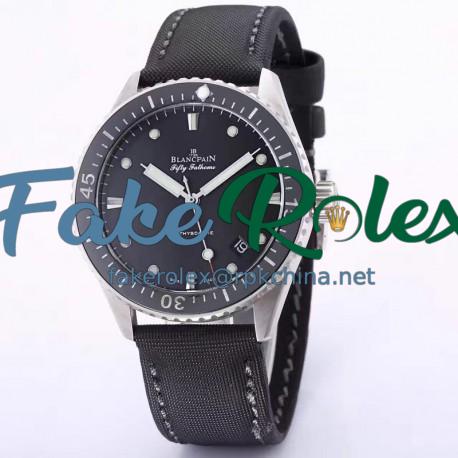 Replica Blancpain Fifty Fathoms Bathyscaphe 5000-1230-B52A Stainless Steel Shiny Black Dial Swiss 2824-2