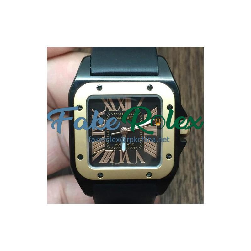 Replica Cartier Santos 100 33MM PVD Black Dial  Swiss 2836-2