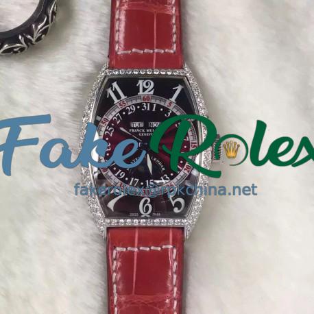 Replica Franck Muller Master Calendar Moonphase 5850 MCL Stainless Steel & Diamonds Black Dial Swiss 2800MC