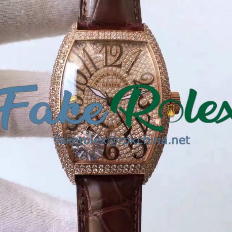 Replica Franck Muller FM 5850 SC D CD 5N Rose Gold & Diamonds Diamonds Dial Swiss 2824-2