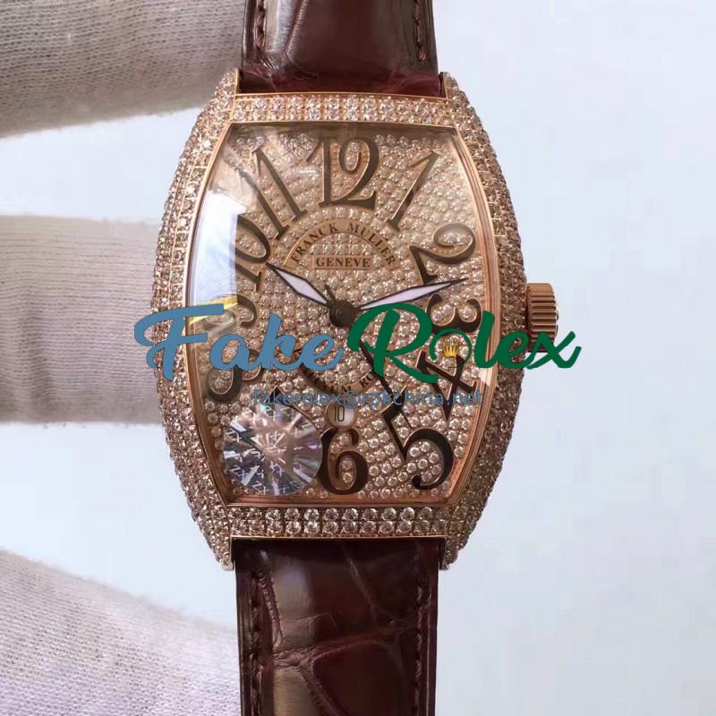 Replica Franck Muller FM 5850 SC D CD 5N Rose Gold & Diamonds Diamonds Dial Swiss 2824-2