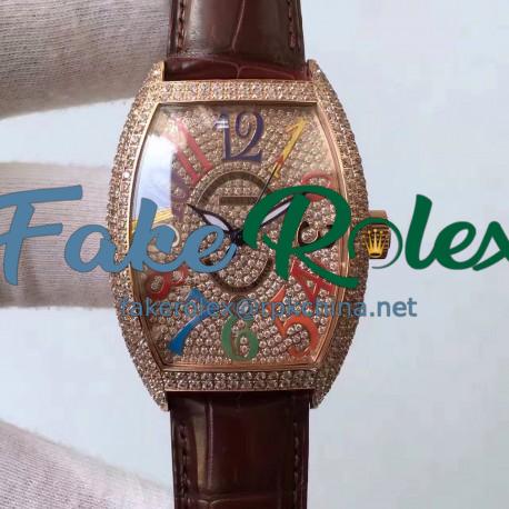 Replica Franck Muller Color Dreams FM 5850 SC D CD 5N Rose Gold & Diamonds Diamonds Dial Swiss 2824-2