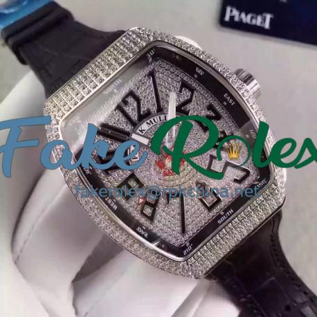 Replica Franck Muller Vanguard V 45 SC DT  Stainless Steel & Diamonds Diamonds Dial Swiss 2824-2