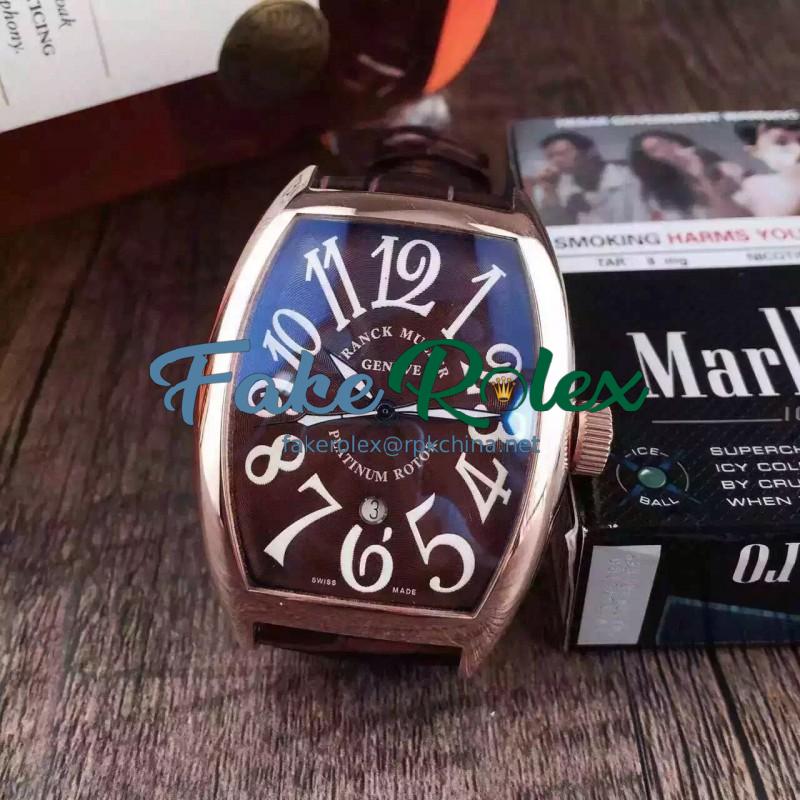 Replica Franck Muller Cintree Curvex FM 5850 SC D CD 5N Rose Gold Brown Dial Swiss 2824-2