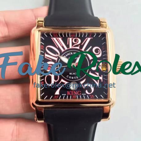 Replica Franck Muller Conquistador Cortez King 10000KSC ZX Rose Gold Black & Red Dial Swiss 2824-2