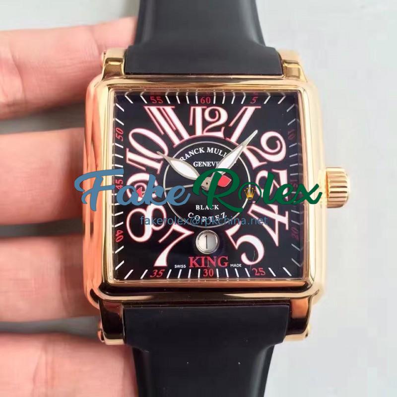 Replica Franck Muller Conquistador Cortez King 10000KSC ZX Rose Gold Black & Red Dial Swiss 2824-2