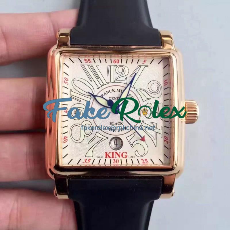 Replica Franck Muller Conquistador Cortez King 10000KSC ZX Rose Gold White Dial Swiss 2824-2