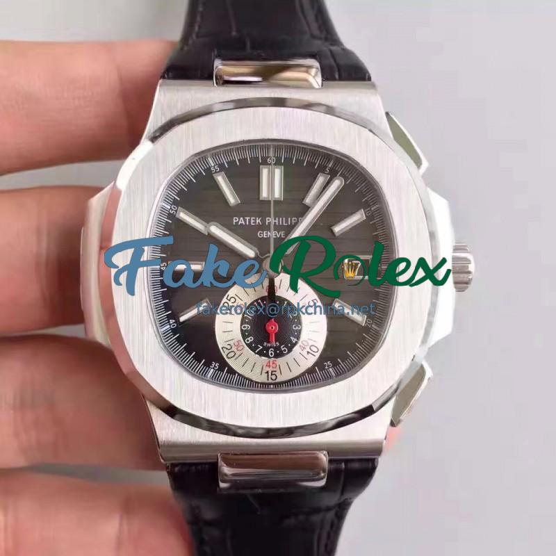 Replica Patek Philippe Nautilus Chronograph 5980 JF Stainless Steel Black Dial Swiss CH28-520C