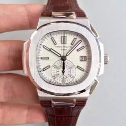 Replica Patek Philippe Nautilus Chronograph 5980 JF Stainless Steel White Dial Swiss CH28-520C