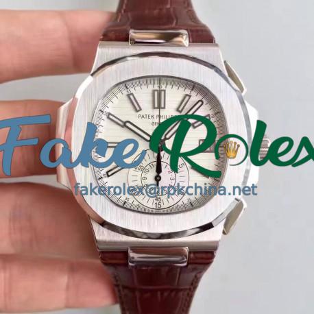 Replica Patek Philippe Nautilus Chronograph 5980 JF Stainless Steel White Dial Swiss CH28-520C