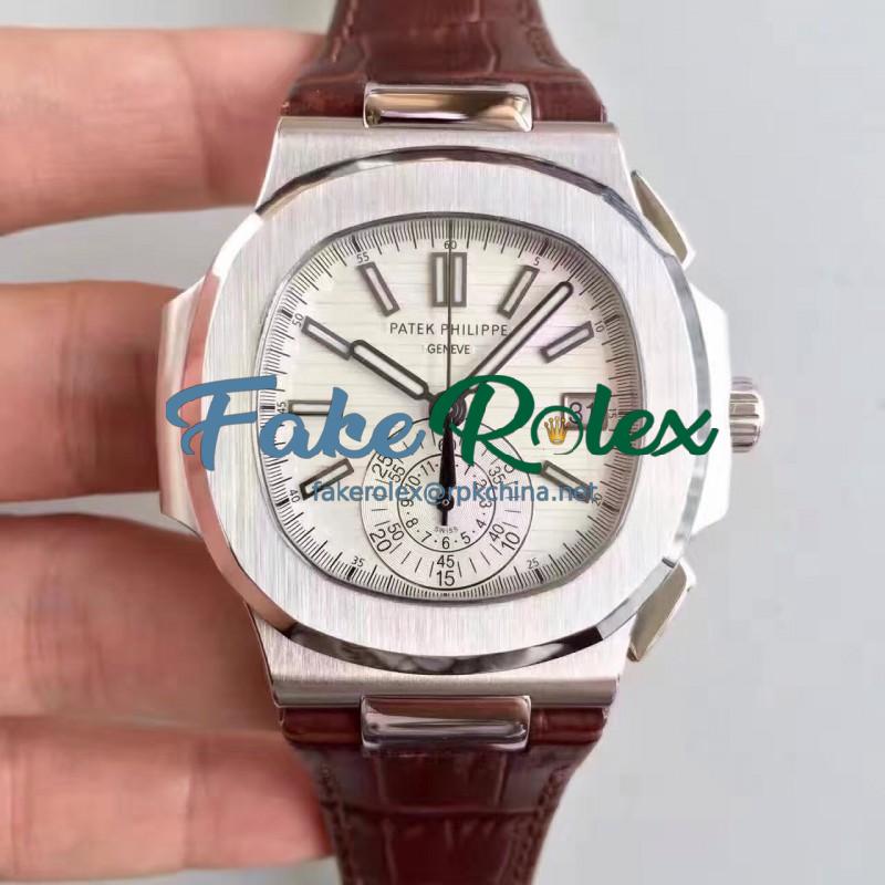 Replica Patek Philippe Nautilus Chronograph 5980 JF Stainless Steel White Dial Swiss CH28-520C