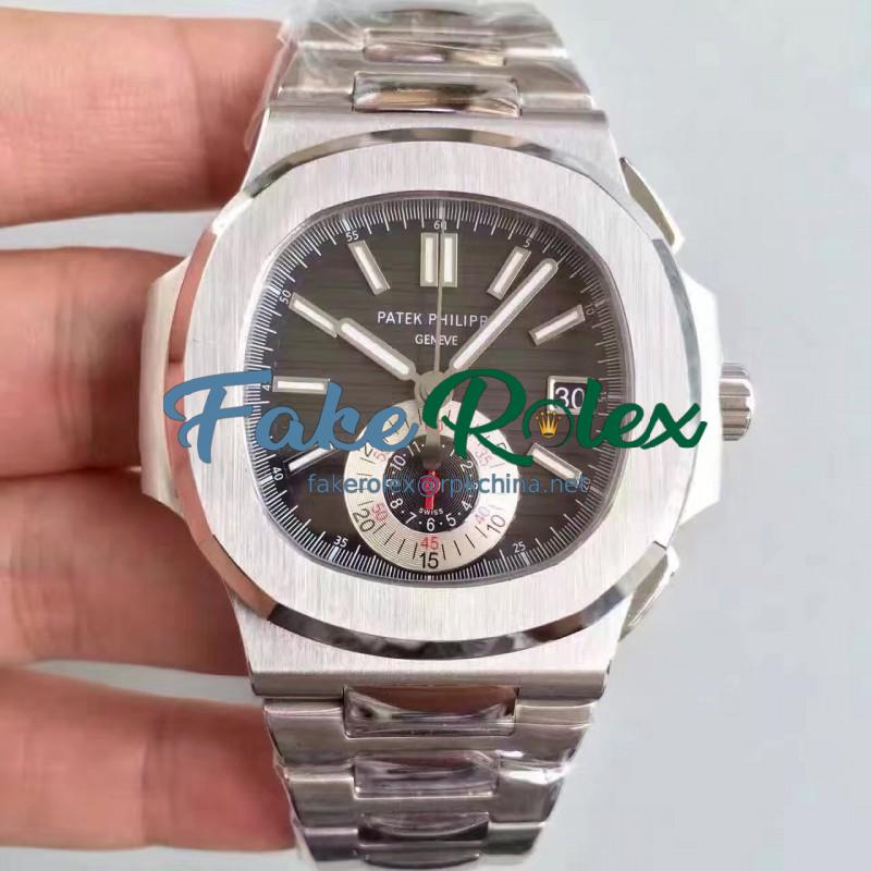 Replica Patek Philippe Nautilus Chronograph 5980 JF Stainless Steel Black Dial Swiss CH28-520C