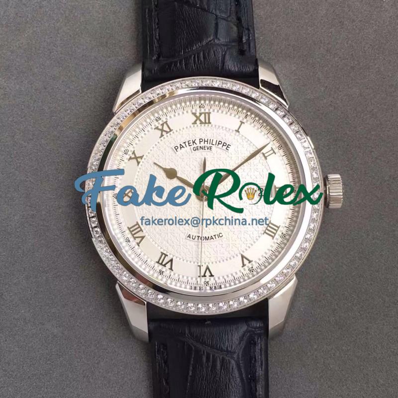 Replica Patek Philippe Calatrava 5296 Stainless Steel & Diamonds White Dial Swiss 324SC