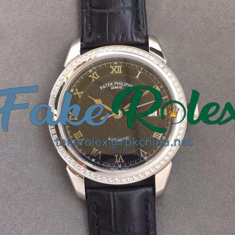 Replica Patek Philippe Calatrava 5296 Stainless Steel & Diamonds Black Dial Swiss 324SC