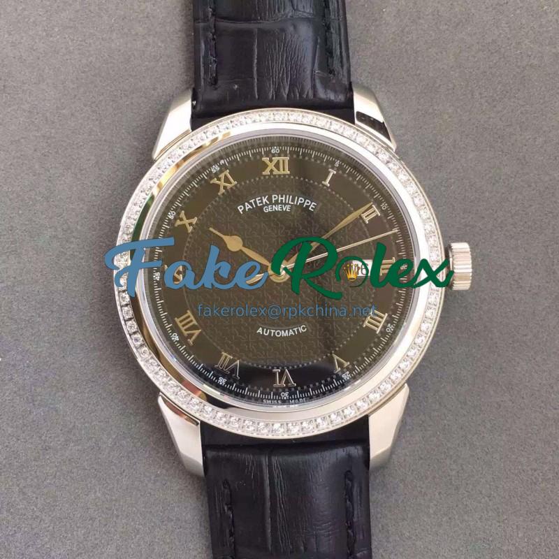 Replica Patek Philippe Calatrava 5296 Stainless Steel & Diamonds Black Dial Swiss 324SC