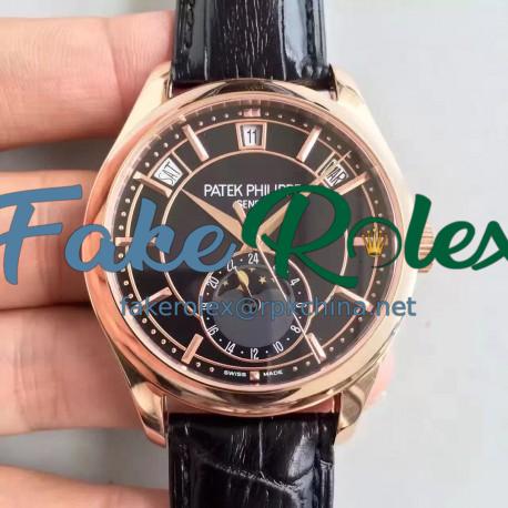 Replica Patek Philippe Annual Calendar 5205R-010 Rose Gold Black Dial Swiss 324SQALU 24H/206