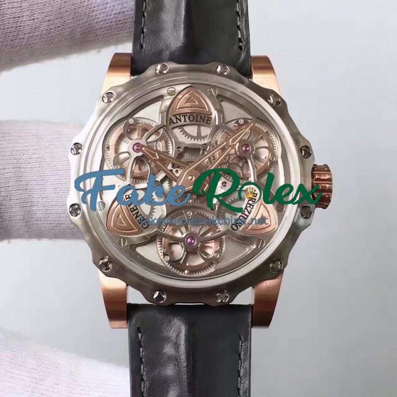 Replica Antoine Preziuso Tourbillon of Tourbillons Rose Gold Silver Dial AFP-TTR-3X