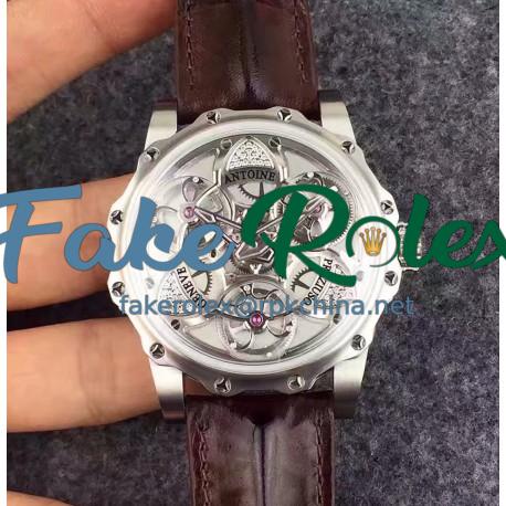 Replica Antoine Preziuso Tourbillon of Tourbillons Stainless Steel & Diamonds Silver & Diamonds Dial AFP-TTR-3X