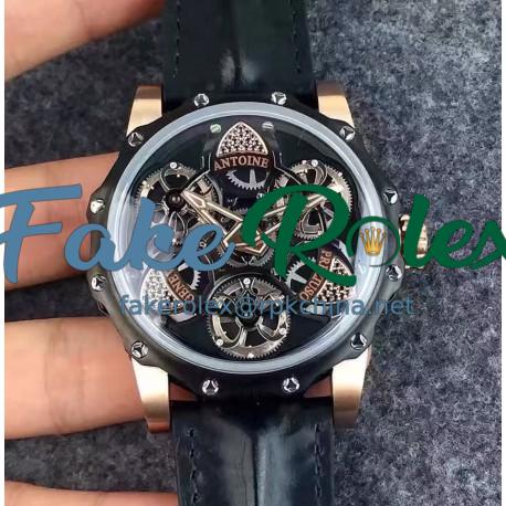 Replica Antoine Preziuso Tourbillon of Tourbillons Rose Gold & Diamonds Black & Diamonds Dial AFP-TTR-3X